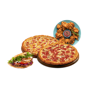 Mede Foods-Glasgow-Top-Restaurant-&-Fast-Food-12″-Pizza-With-2-Topping,-Any-Pakora-Chips-&-Cheese Donner-Meat