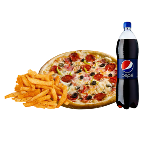 Mede Foods-Glasgow-Top-Restaurant-&-Fast-Food-2-x-10″-Pizza-(any 2 topping)-+-Chips-of-Soft-Drink