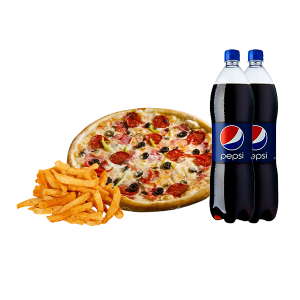 Mede Foods-Glasgow-Top-Restaurant-&-Fast-Food-2-x-12″-Pizza-(Any 2 Topping)-+-Chips-+-2-Can-Of-Soft-Drink