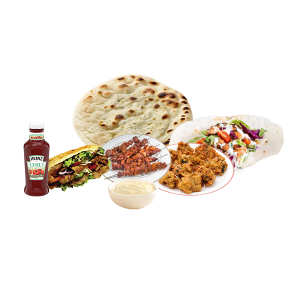 Mede Foods-Glasgow-Top-Restaurant-&-Fast-Food-Lamb- Shish-Chicken-Shish-Donner-Chicken-Tikka-Donner-Nan-Garlic-Sauce-Chilli-Sauce-Mild-Sauce-Veg-Pakora